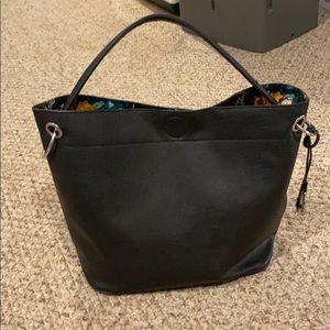 Black bucket bag